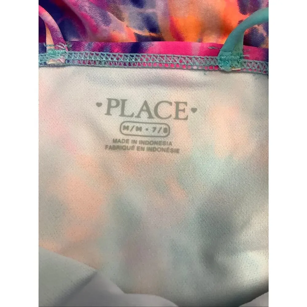 The Children's Place Girl's Medium Teal Tie Dye Beach Two Piece Swimsuit OS4-19